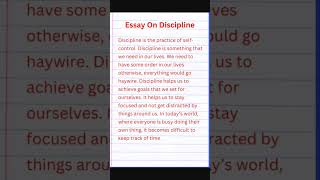 Essay On Discipline [upl. by Adniled]