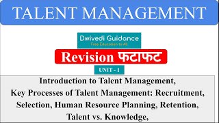 1  Talent Management  Key Process to Talent Management HRP Talent vs Knowledge aktu mba [upl. by Aikehs]