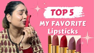 Top 5 BestAffordable lipsticks 💄❤️My favourite lipsticks 👄 Makeup haul [upl. by Anilesor]