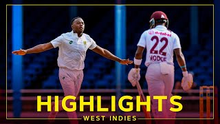 Rabada Grabs 3Fer On RainShortened Day  Highlights  West Indies v South Africa  1st Test Day 4 [upl. by Nesnar]