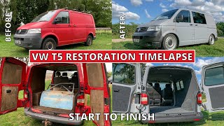 RESTORING A VW T5 In 10 MINUTES Conversion Restoration Volkswagen Transporter Camper Van Conversion [upl. by Abihsat78]