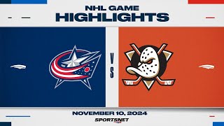 NHL Highlights  Blue Jackets vs Ducks  November 10 2024 [upl. by Marcoux136]