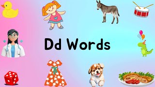 Letter Dd Song  Vocabulary Words Educational Video For Kids  Kiddos Academy And Play [upl. by Acnaiv]