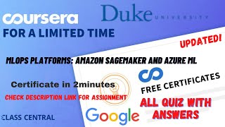 MLops Platforms Amazon SageMaker and Azure MLweek15 All Quiz Answerscourseraanswers [upl. by Eeraj]