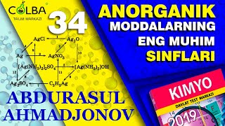 ANORGANIK MODDALARNING ENG MUHIM SINFLARI 2019 YIL DTM KIMYO TESTLARI BAZASI  34 [upl. by Ilam]