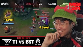 라인 스왑 운영의 티원│T1 vs EST│플레이인 Day1│2024 MSI [upl. by Goldwin]