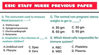 ESIC question paper for staff nursePractice Paper for ESICESIC exam preparation 2024 [upl. by Huntley891]