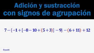 Adición y sustracción de números enteros con signos de agrupación 3 [upl. by Misak]