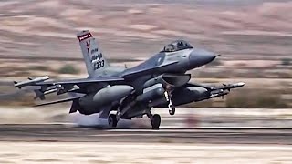 F16 Fighter Jets Preflight  TakeoffLanding At Nellis AFB [upl. by Goda]