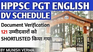 HPPSC PGT ENGLISH DOCUMENT VERIFICATION Schedule [upl. by Karen]