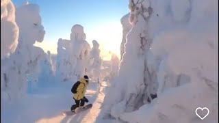 Snowboarding 🏂 in Lapland Finland 🇫🇮 with Sanni Oksanen [upl. by Lellih]