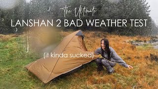 Testing Budget Lightweight Hiking Tent in Bad Weather LANSHAN 2 Gale Force Wind amp Rain 2 Nights [upl. by Dublin]