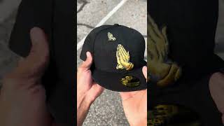 Praying Hands New Era 59Fifty Fitted Hat in black and gold 🙏🏿🙏🏽🙏🙏🏻 [upl. by Anrapa]