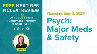 Free Next Gen NCLEX® Review Psych Major Meds amp Safety [upl. by Ynohtnaeoj]