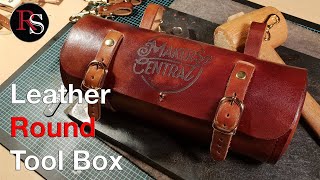 Leather Round Tool Bag  Bicycle Bag  Leatherworking [upl. by Ycnalc]