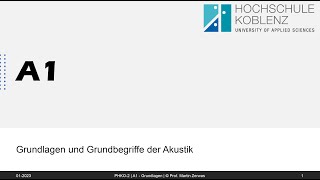 Bauphysik 2  Schallschutz  GrundGrundlagen der Akustik [upl. by Norga]