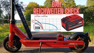 GOVECS ELMOTO KICK mit 6Ah im Reichweiten Check Einhell Powerxchange [upl. by Aerdnas]