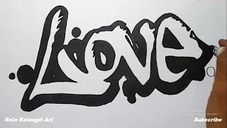 Menggambar Grafiti LOVE Simpel [upl. by Absa927]