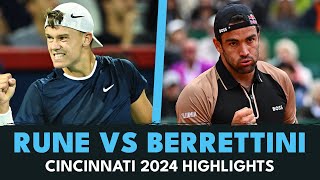 Holger Rune vs Matteo Berrettini Match Highlights  Cincinnati 2024 [upl. by Kata]