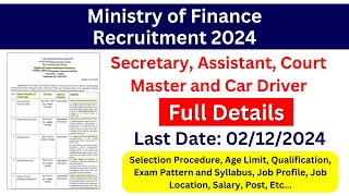 Ministry of Finance vacancy for Secretary Assistant and Car Driver  Ministry of Finance Vacancy [upl. by Novelia]