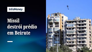 VÍDEO Míssil destrói prédio residencial em Beirute [upl. by Llenol141]