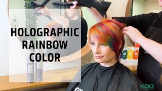 Holographic Rainbow Hair Coloring Tutorial  creativityneverstops  Goldwell Education Plus [upl. by Clotilda]