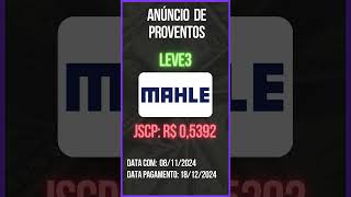 Anúncio de Proventos  LEVE3  MAHLE METAL LEVE [upl. by Ringe647]