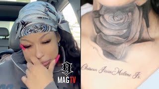 quotIm Cryinquot Chrisean Rock Holds Back Tears After Covering Up Her Blueface Neck Tattoo With A Rose 😢 [upl. by French893]