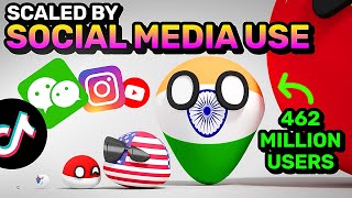 COUNTRIES SCALED BY SOCIAL MEDIA USE  Countryballs Animation [upl. by Anikas]