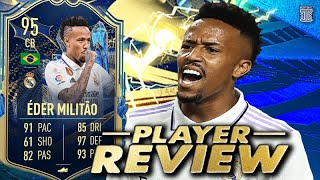 95 TEAM OF THE SEASON EDER MILITAO PLAYER REVIEW  TOTS  FIFA 23 Ultimate Team [upl. by Eillah]