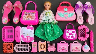 ASMR  3 minutes satisfying unboxing with beautiful green barbie doll makeup toys  Hello kitty toys [upl. by Emmott178]