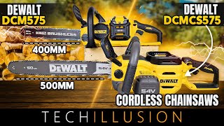 🔥THE MOST BRUTAL 5460V Cordless Chainsaws from DEWALT😱  DCM575 vs DCMCS575  Review amp Test [upl. by Enirrok]