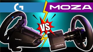 Versus Logitech G923 vs MOZA R5 [upl. by Etnaud]