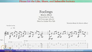 Feelings  Arrangement for Acoustic Guitar with Tab Another version [upl. by Eneloc]