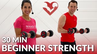 30 Min Beginner Strength Training at Home  Full Body Dumbbell Workout for Beginners with Weight [upl. by Terrijo]