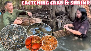 CATCHING CRAB amp SHRIMP USING BAMBOO TRAP  Catch amp Cook  Sinigang at sinangag na hipon [upl. by Attennod]