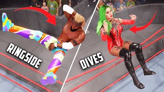 25 Best Ringside Dives in WWE 2K22 Plancha Moonsault amp more [upl. by Odetta83]