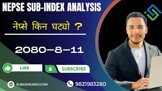 नेप्से किन घट्याे NEPSE SUBINDEX ANALYSISNEPSE CHART ANALYSISNEPAL STOCK MARKETNEPSE UPDATE [upl. by Aehta]