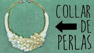 COLLAR DE PERLAS Y CORDÓN MANUALIDADES [upl. by Lleddaw]