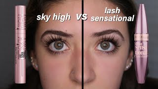 NEW maybelline sky high mascara vs original maybelline lash sensational mascara review [upl. by Binette]