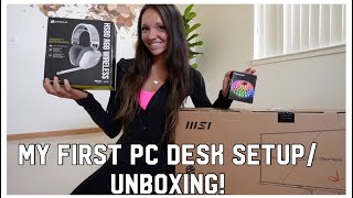 My First PC Desk Setup Unboxing Video Gaming Room Tour [upl. by Mclain797]