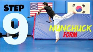 NUNCHUCK HOW TO USE WITH KICKS STEP 9 LESSON STEPS TUTORIAL SKILLS TRAINING [upl. by Akeem]