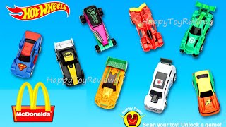 2016 McDONALDS HOT WHEELS DC COMICS SUPER HEROES COMPLETE SET 8 HAPPY MEAL KIDS TOYS VIDEO PREVIEW [upl. by Llewoh]