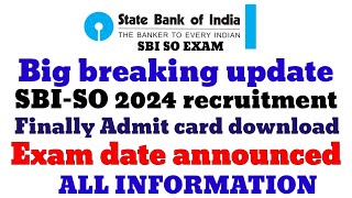 SBI  SO 2024 RECRUITMENT  RECENT UPDATES  EXAM DATE  SBI 2024  GOVT Job search Zerotosuccess [upl. by Marysa825]