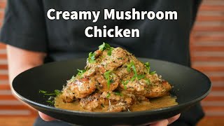 One Pot Creamy Mushroom Chicken  Creamy Garlic Mushroom Sauce [upl. by Alyal]