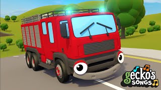 Hear The Fire Truck Song  Nursery Rhymes amp Kids Songs  Geckos Garage  Fiona The Fire Truck [upl. by Dane]