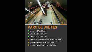 PARO DE SUBTES HASTA LAS 18 NO HABRÁ SERVICIO EN LA LÍNEA E Y PREMETRO [upl. by Joyann]