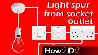 Light spur from socket Spur for lighting off ring main wiring connection [upl. by Woodring41]