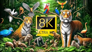 TOP 50  Most Beautiful Exotic Jungle Animals 60FPS 8K ULTRA HD [upl. by Enilegna]