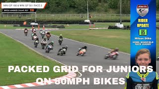 Juniors from age of 9 Racing Bikes in Great race on track at Wigan for BMB 2023 Series MiniGP160s [upl. by Mckay346]